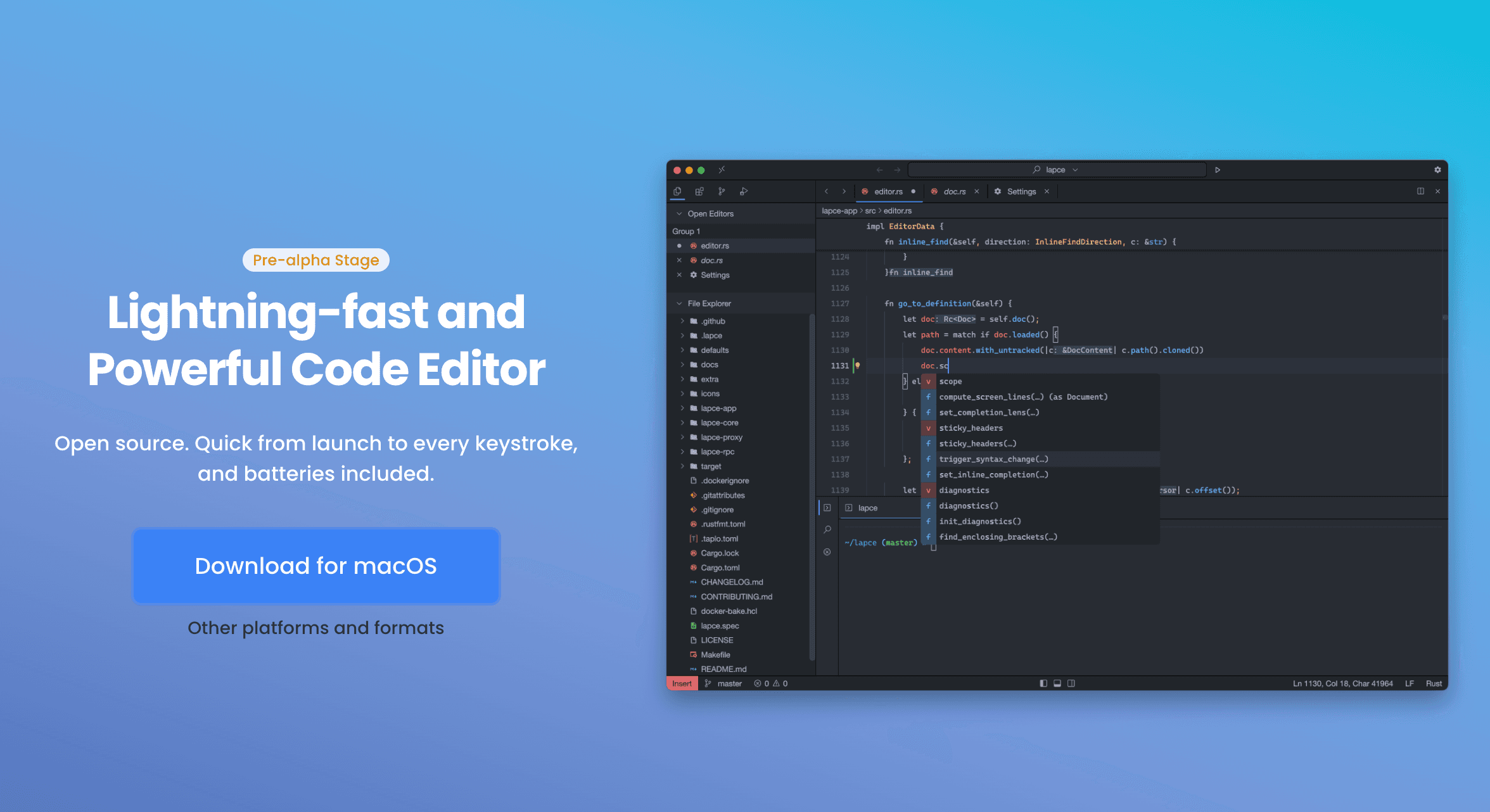 Lapce Code Editor: Fast, Modern, and Efficient